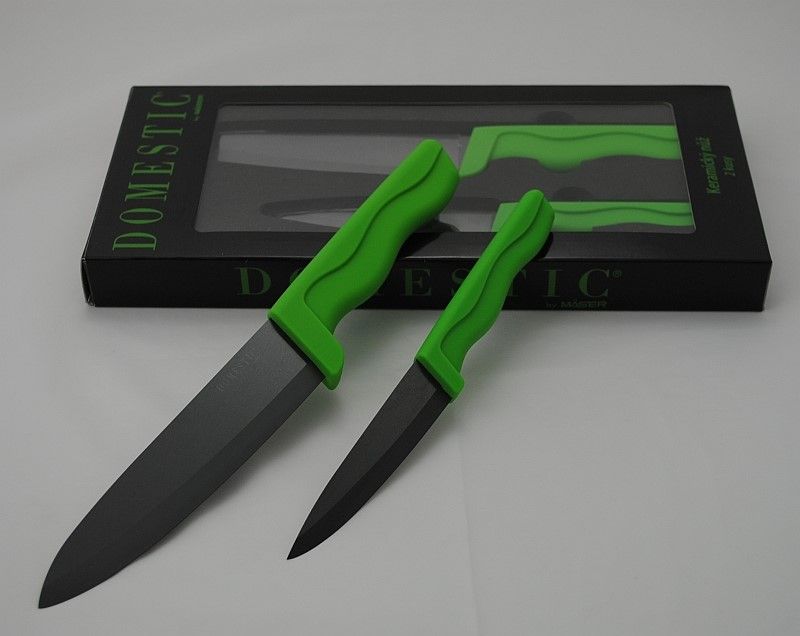 DOMESTIC Sada keramických nožů 10 cm a 15 cm, zelená, keramické nože, ceramic knife, keramickou Mäser